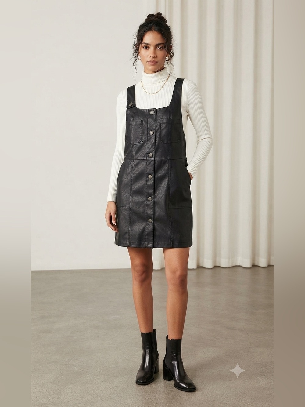 American Eagle Outfitters Black Faux Leather Dress
